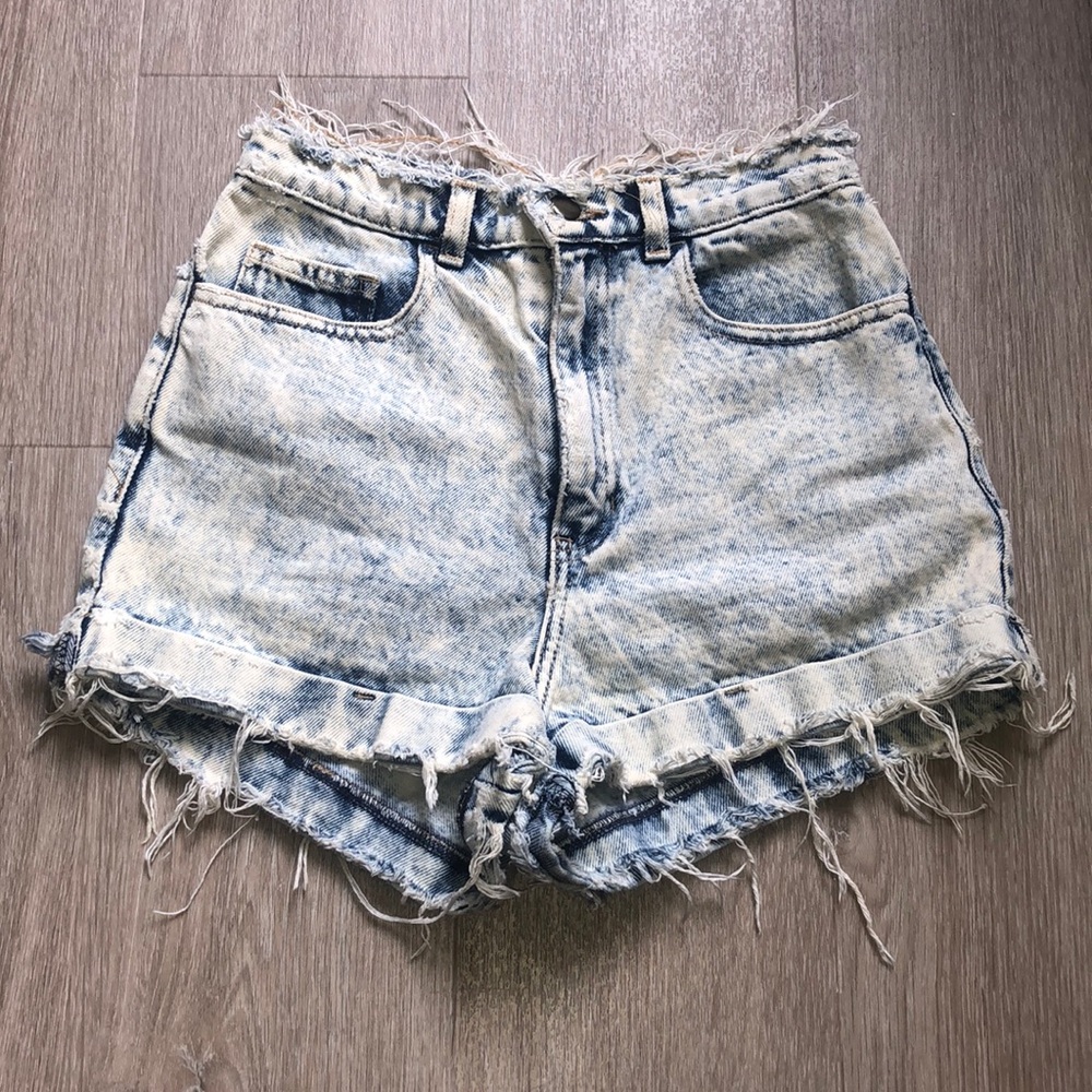 American Apparel Acid Wash High Waisted Denim Shorts Size 27